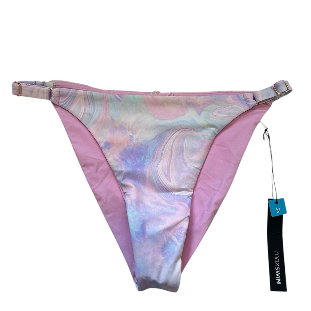 NWT Maxswim Woman’s Medium Pink and Multicolor Marble Print Bikini Bottoms